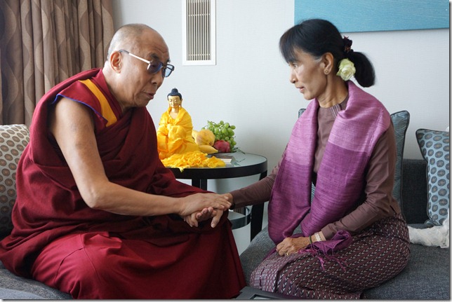 His Holiness the Dalai Lama with Aung San Suu Kyi during their private meeting in London on June 19th